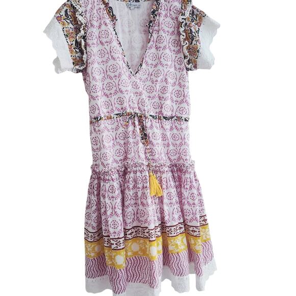 S Charlee block print filled lined dress - Picture 1 of 7
